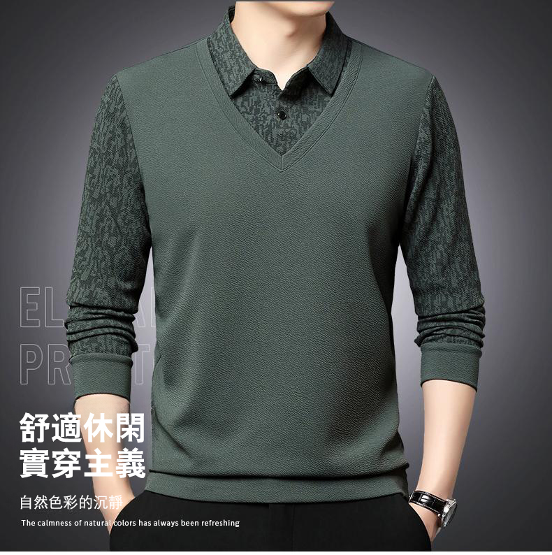 男士加絨長袖polo衫