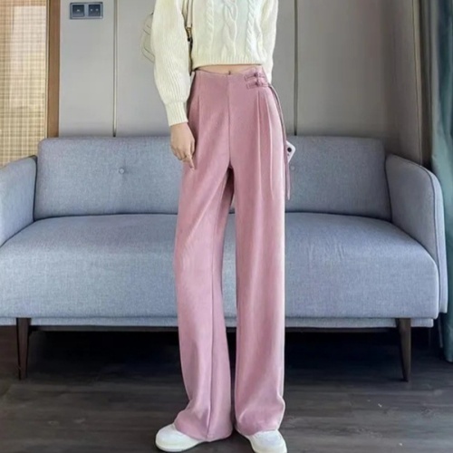 高腰垂感直筒褲