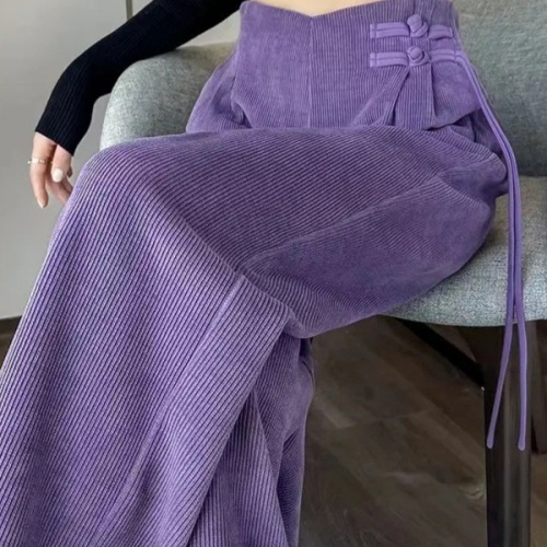 高腰垂感直筒褲