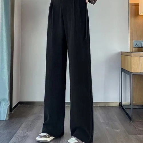 高腰垂感直筒褲