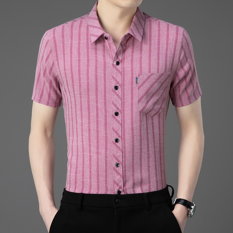 亞麻條紋薄襯衫