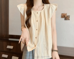 提花小飛袖襯衫