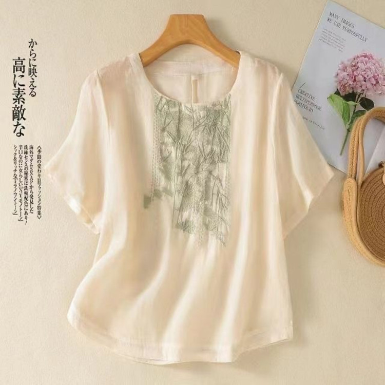 重工刺繡棉麻T恤
