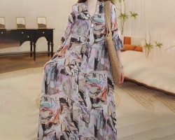 印花飄逸連衣裙